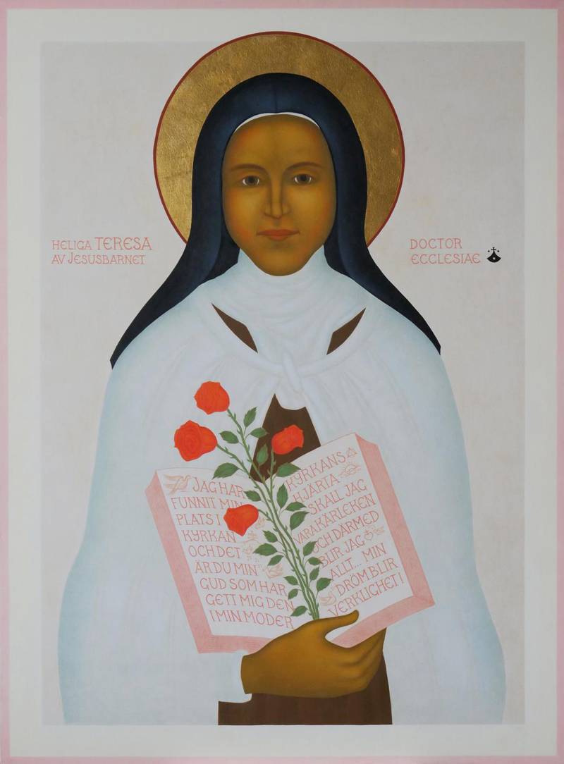 Den heliga Teresa av Jesusbarnet. Ikon målad av Lars Gerdmar.