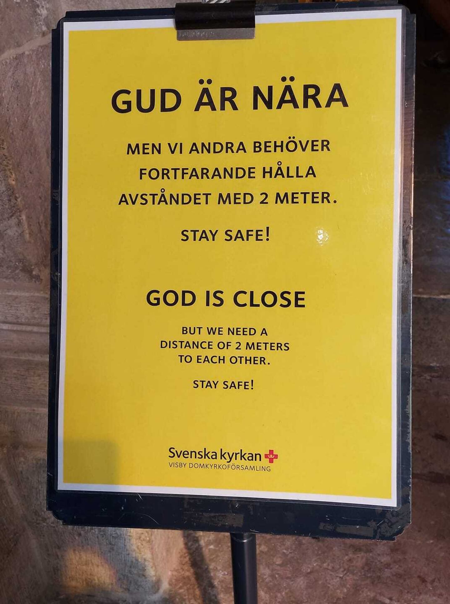 Coronaskylt från Visby domkyrka