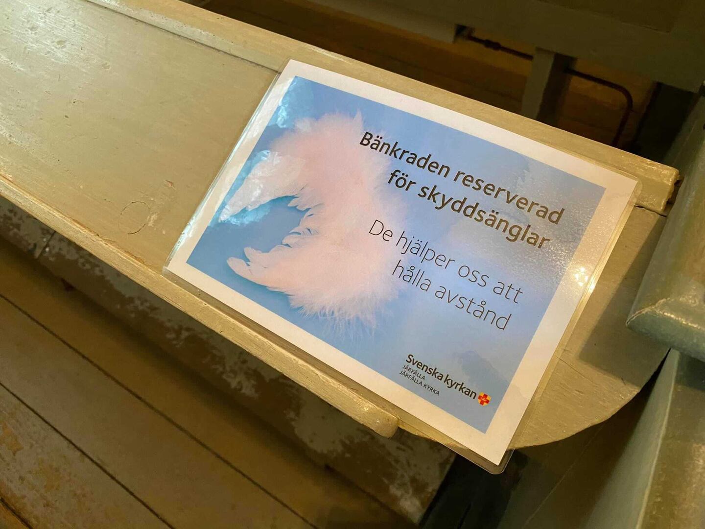 Coronaskylt från Järfälla församling i Stockholm
