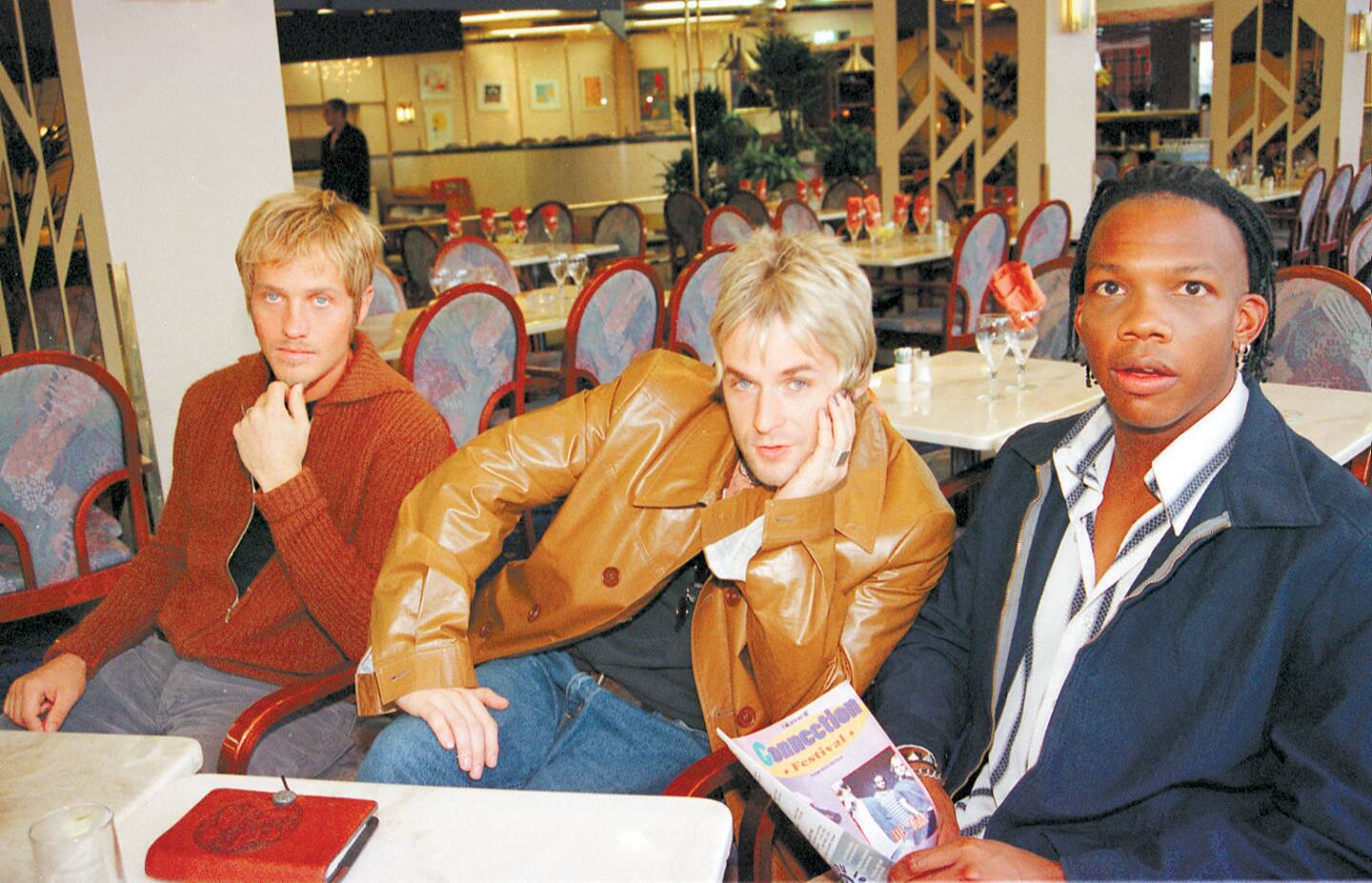 Dc Talk består av fr v Kevin Smith Toby McKeehan och Michael Tait.