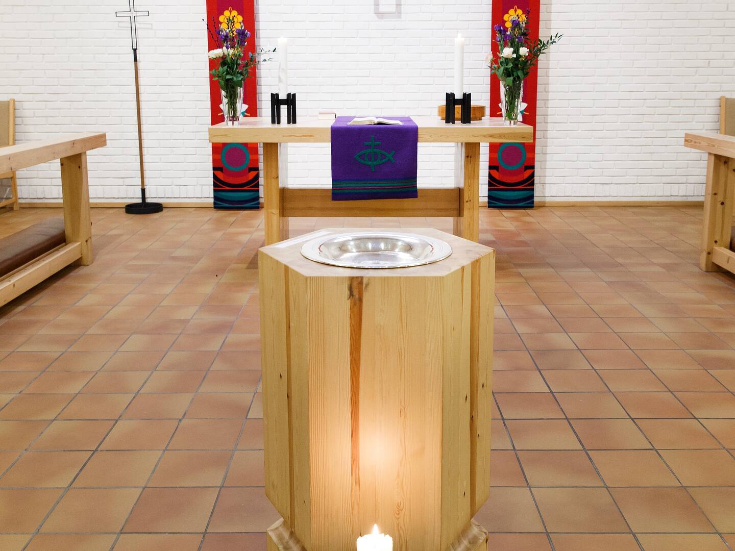 TRONDHEIM 20161205.
Barnedåp i statskirken. Døpefont. Byåsen kirke.
Foto: Gorm Kallestad / NTB scanpix / TT / kod 20520