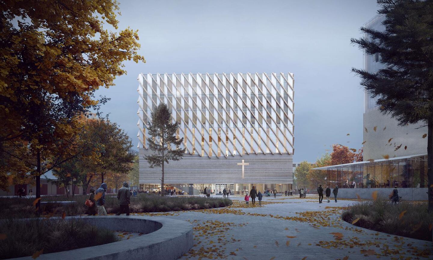 Nya Smyrnakyrkan i Göteborg kommer att ritas av arkitektbyrån Elding Oscarson. Byggnaden är kubformad och blir en märkesbyggnad i den nya stadsdel som ska byggas i Frihamnen i Göteborg. Församlingen hoppas kunna inviga kyrkan någon gång under 2022, det år då Smyrnaförsamlingen fyller 100 år.