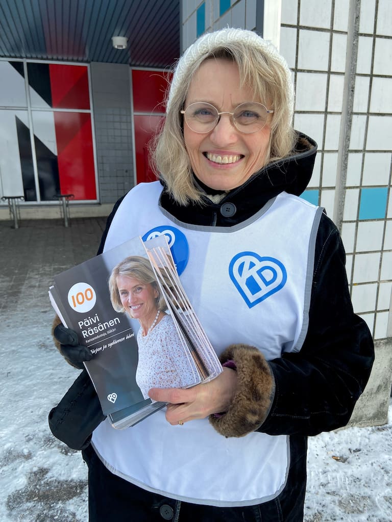Päivi Räsänen (KD) slutspurtar i finländska riksdagsvalet.