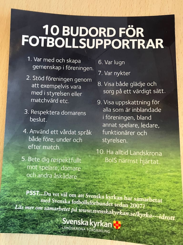 Tio budord för fotbollsupportrar i Landskrona.