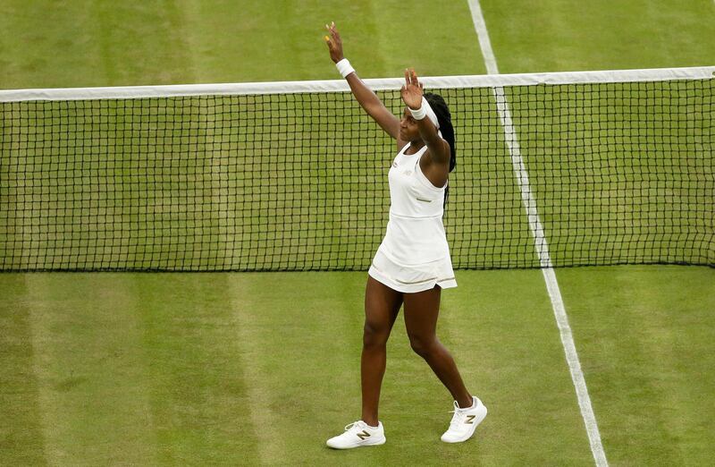 15-åriga tennistalangen Cori Gauff har sedan hon var åtta år bett inför varje match. Här efter att det stog klart att hon besegrat sin förebild, Venus Williams.