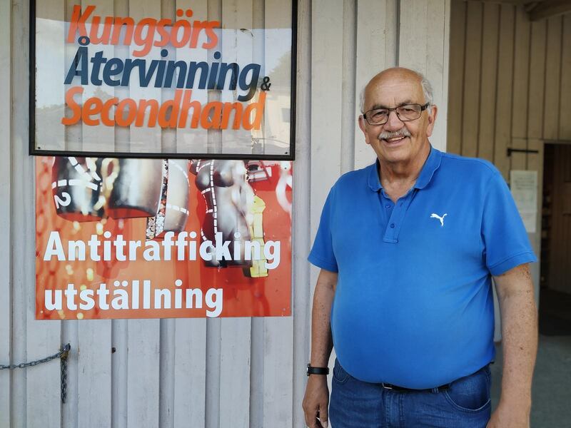 Anders Olofsson, ansvarig för antitraffickingutställningen i Kungsör.