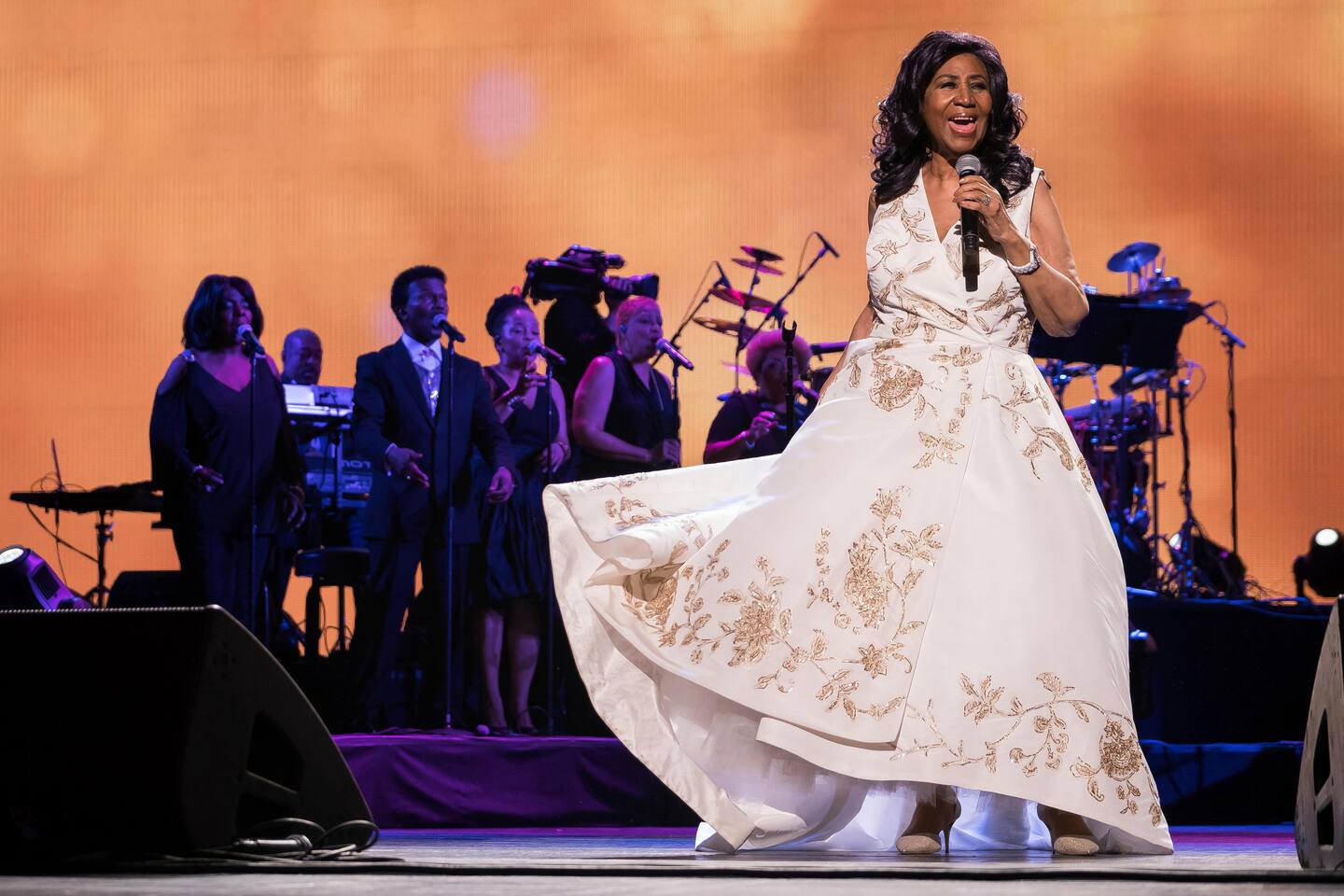 FILE- In this April 19, 2017 file photo, Aretha Franklin performs at the world premiere of "Clive Davis: The Soundtrack of Our Lives" at Radio City Music Hall, during the 2017 Tribeca Film Festival, in New York. Franklin is seriously ill, according to a person close to the singer. The person, who spoke on the condition of anonymity because the person was not allowed to publicly talk about the topic, told The Associated Press on Monday, Aug. 13, 2018, that Franklin is seriously ill. No more details were provided. (Photo by Charles Sykes/Invision/AP, File)