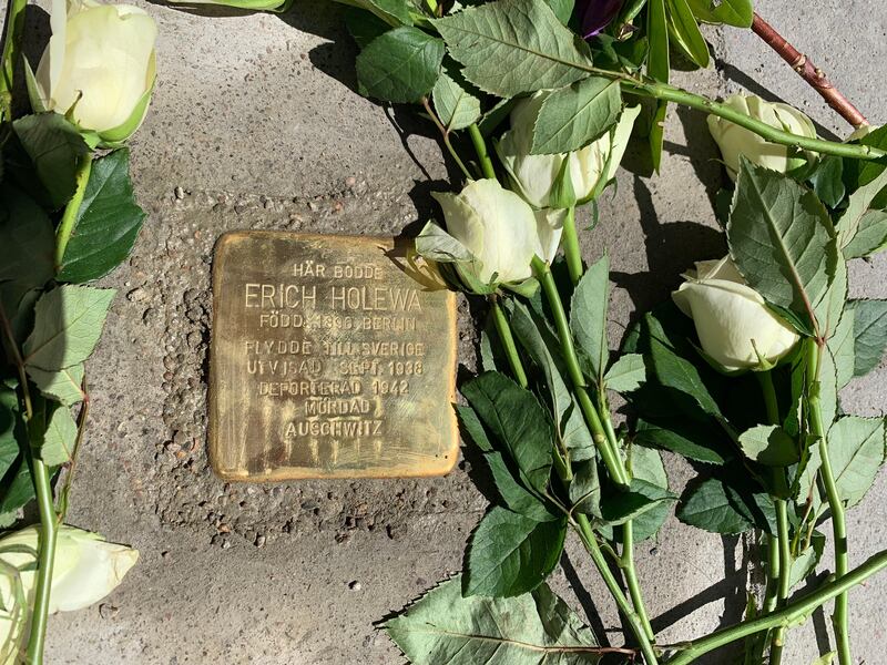 Stolpersteine- snubbelstenen vid Kungsholmen, Stockholm.