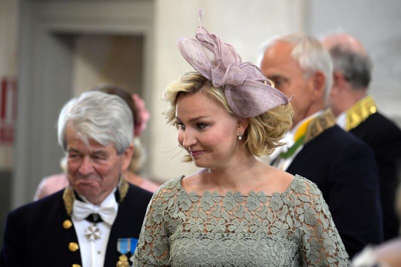 Ebba Busch Thor på prinsessdopet i Drottningholms slottskyrka på Ekerö.