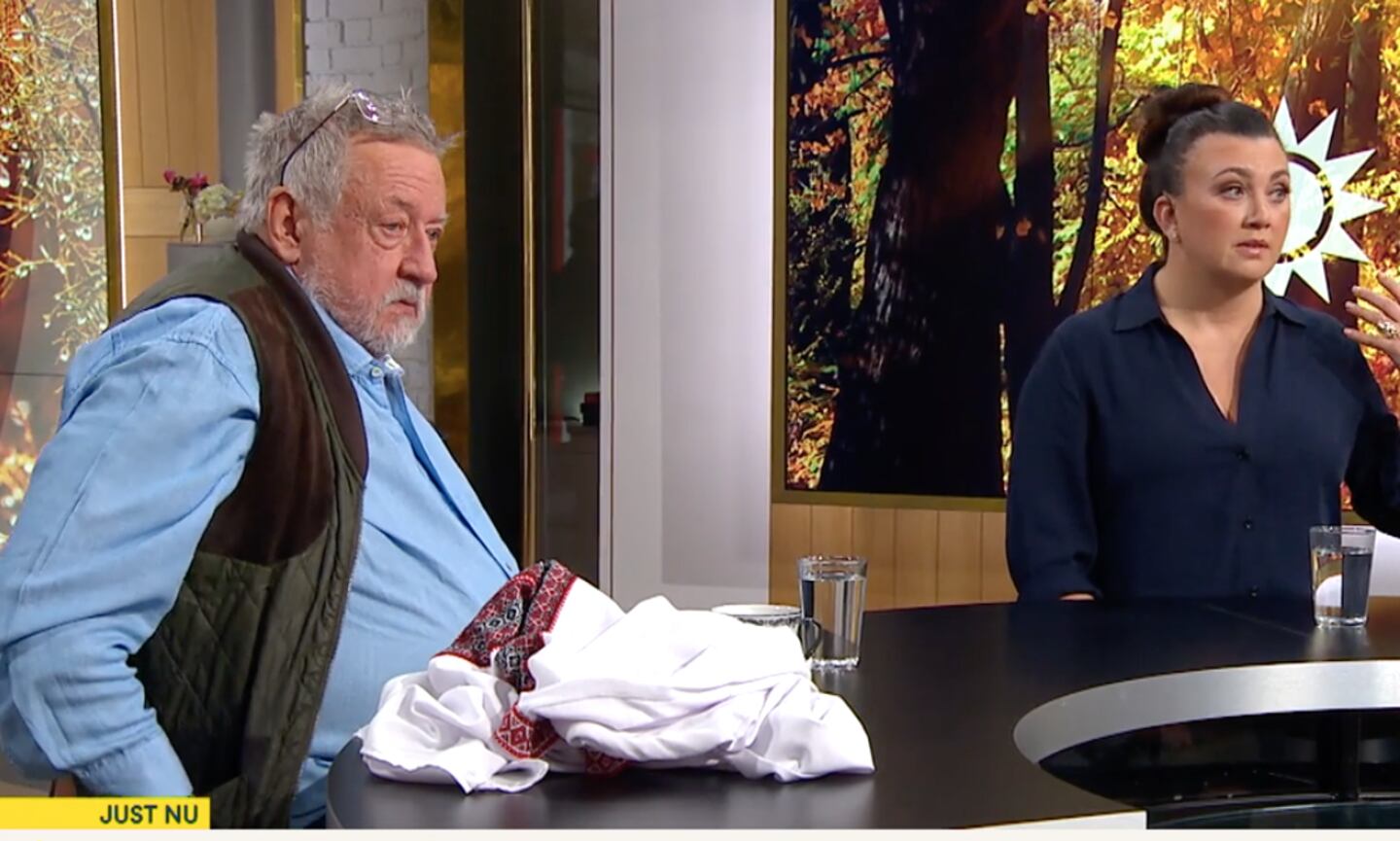 Leif GW Persson och Camilla Läckberg i TV4:s sändning.