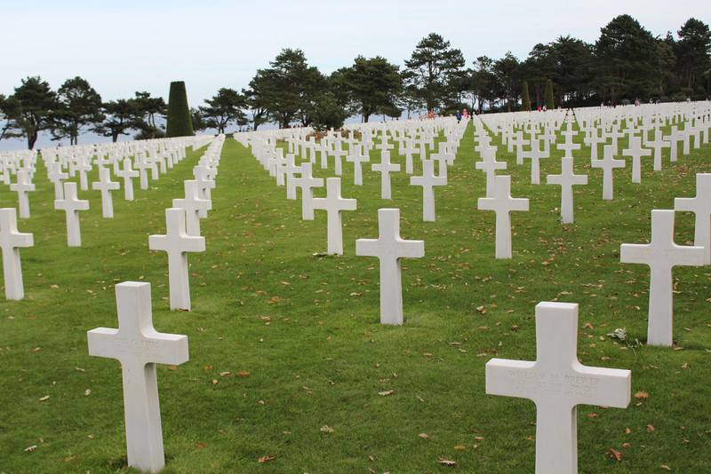 Amerikanska krigskyrkogården vid Omaha Beach.